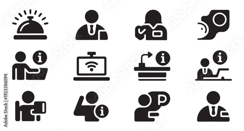 Customer service icons reception information help desk support and contact