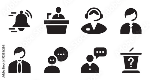 Customer service icons set on white background. vector communication and support symbols