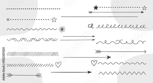 Collection of Hand-Drawn Decorative Dividers and Arrows for Graphic Design and Decoration Elements