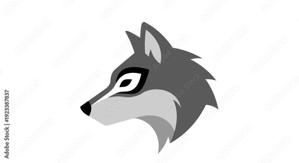 Obraz premium Gray Wolf Head Illustration Profile View.