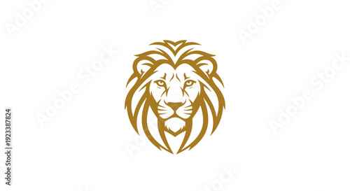 Golden Lion Head Illustration Design Element.