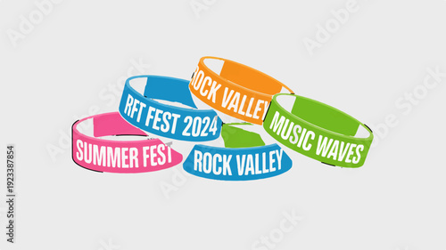 Colorful festival wristbands for music events and summer festivals rock valley btf fest 2024 music waves summer fest