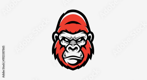 Gorilla Head Illustration with Red Fur.