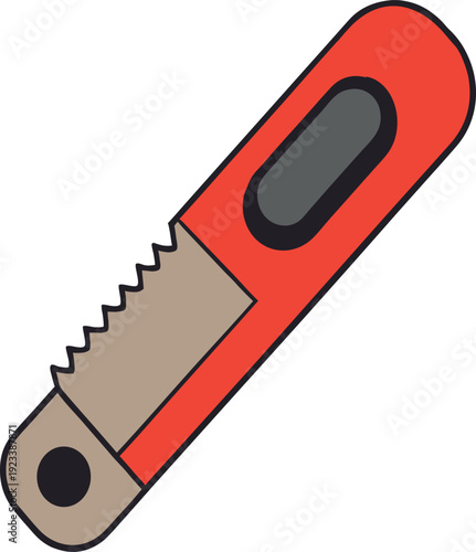 Flat stylized of a red utility knife with beige blade vector illustration EPS PNG file
