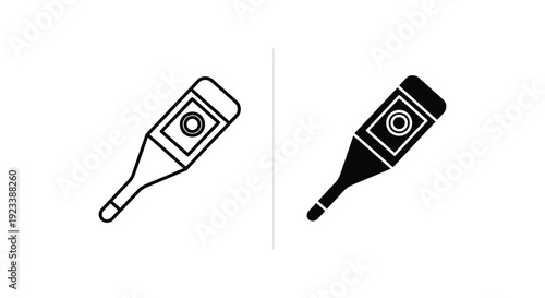 Minimalist digital thermometer icons in outline and solid styles for medical health monitoring and fever detection