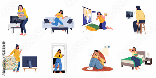 Women Reacting to Scary Content and Unexpected Fear at Home