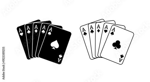 Four Aces Playing Cards Set Icon Illustration
