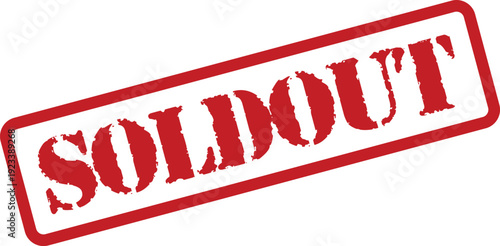 Bold red rubber stamp displaying the word SOLDOUT against a crisp, clean white background