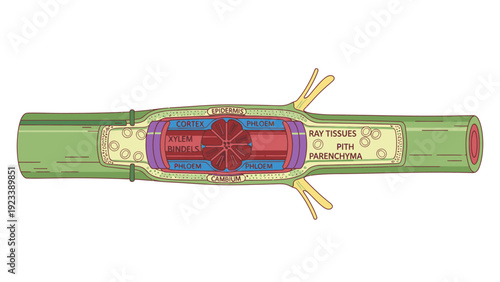 Detailed cross-section illustration of a green cylindrical object with colorful internal components on a white background.