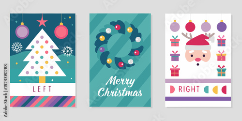 Festive christmas card designs with colorful ornaments and holiday greetings