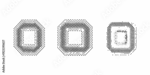 Three digital watch displays showing pixelated screens in varying views