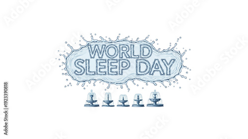 World Sleep Day Water Splash Fountain Vector Set Calm Relaxing Liquid Elements