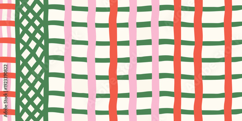 Colorful striped pattern with varying line widths and a geometric border