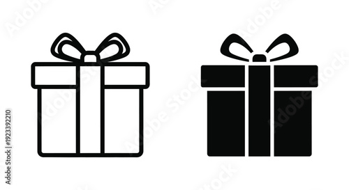 Wallpaper Mural Minimalist gift box icons in outline and solid silhouette styles for holiday celebrations, e-commerce shopping rewards, and birthday surprise branding Torontodigital.ca