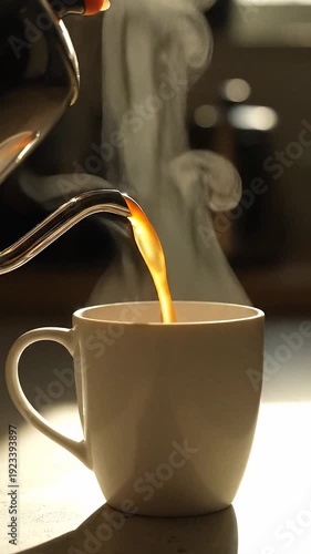 cup of  hot coffee with smoke