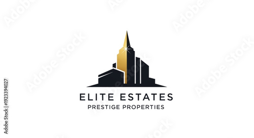 Elite Estates logo featuring a stylized cityscape representing prestige properties and real estate.
