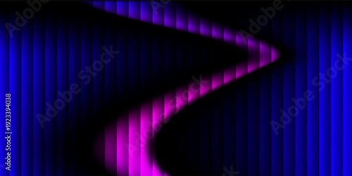 Glowing neon waves form vibrant circular gradient with fractal glass effect and blending purple cyan colors. Futuristic and dreamy background with wave effect adds fluid movement and dynamic depth