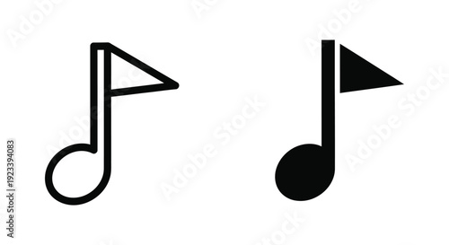 Wallpaper Mural Minimalist musical note flag icons in outline and solid black styles for creative branding, music application interfaces, and playlist navigation design. Torontodigital.ca