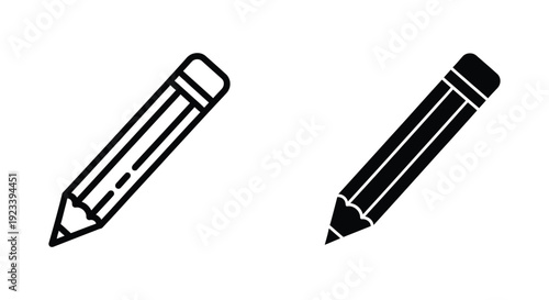 Wallpaper Mural Minimalist pencil icons in outline and solid silhouette styles for creative writing, graphic design editing, and educational user interface elements on a white background. Torontodigital.ca