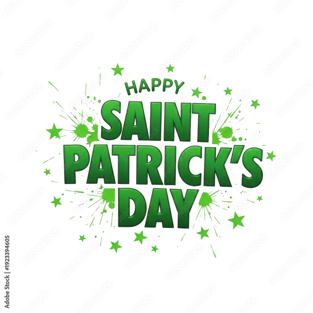 Fototapeta premium A festive saint patrick's day greeting with green stars and bold text.