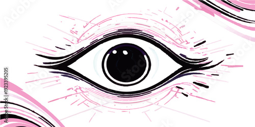 Vector illustration of a woman's eye with eyelashes and makeup