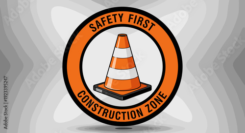 Orange Traffic Cone Safety Sign.