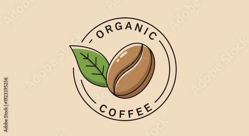 Organic Coffee Bean Logo Design Element.