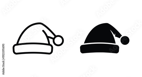 Wallpaper Mural Minimalist Santa Claus hat icons in outline and solid silhouette styles for festive holiday graphic design and Christmas branding Torontodigital.ca