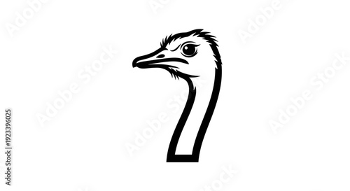 Ostrich Head Illustration Black and White 1.