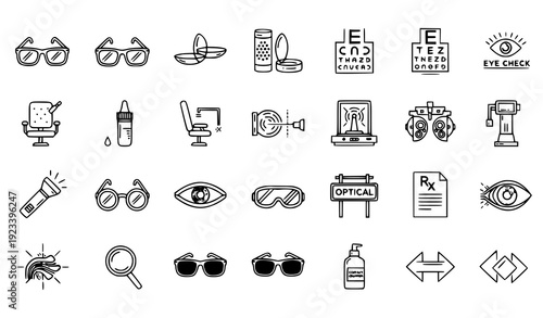 Modern Vision Care Line Icons Editable Stroke Vector Collection