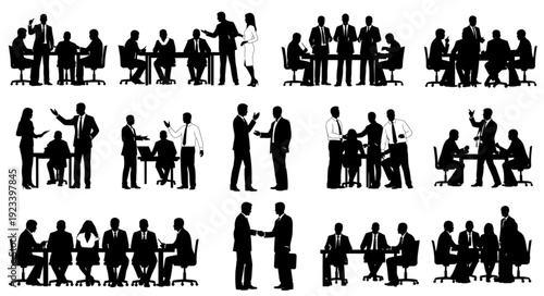 Business Meeting Silhouettes Collection Diverse Group.
