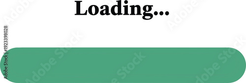 Loading progress bar interface design with text and green rounded status indicator vector illustration