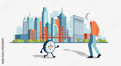 Deadline Pressure Concept in Urban Skyline Scene