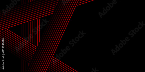 Red and black vector 3d futuristic tech glow and shinning line simple modern abstract banner.