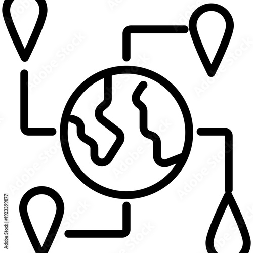 map location pin icons. Business Network vector outline icon design illustration. 