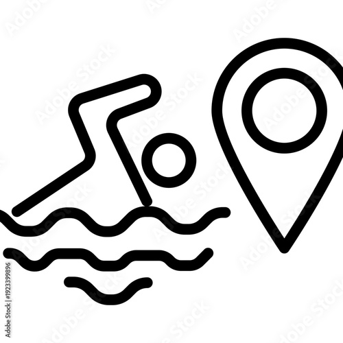 map location pin icons. swimming location or pool..