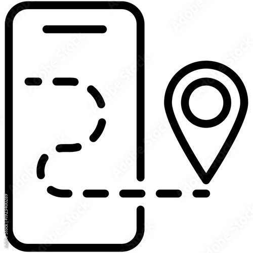 map location pin icons. route planning or navigation vector line icon, which is commonly used to represent GPS tracking, route maps, or travel journeys. 