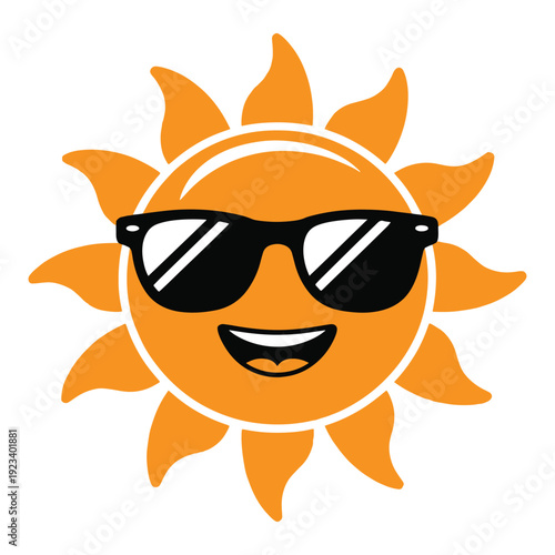 Cheerful orange sun wearing black sunglasses smiling widely happy