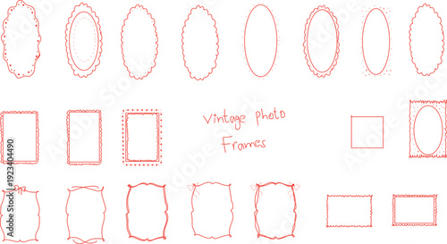 collection of hand-drawn pink digital frames, referred to as "vintage photo frames