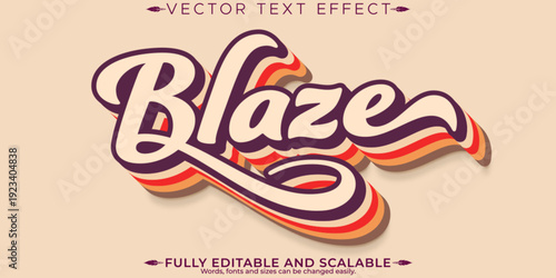 Blaze text retro vintage text effect, Editable text effect