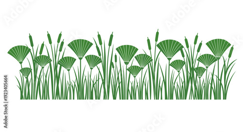 Green Plants and Leaves Vector Illustration.