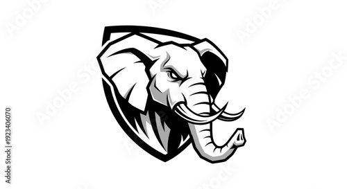 Aggressive Elephant Head Logo Emblem - Mascot and Symbol