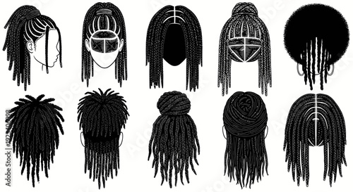 Black Woman Hairstyles Collection: Dreadlocks, Braids, Afro Styles