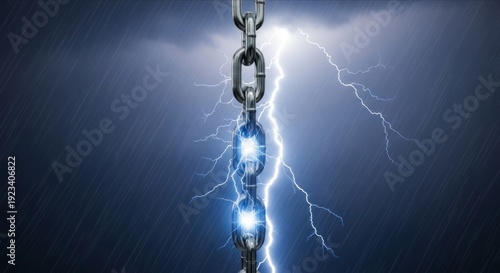 Powerful Lightning Striking Heavy Chain in Stormy Sky Concept