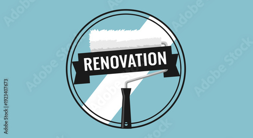 Renovation Paint Roller Logo Design Element.