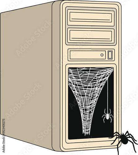 Computer Caught in Spider Web