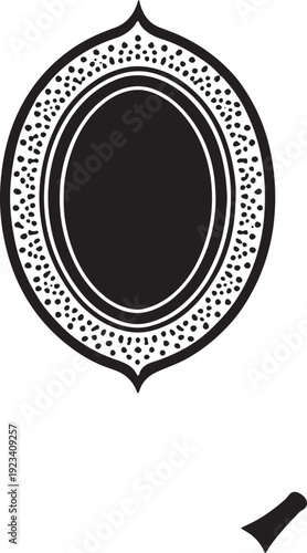 An intricate oval frame with dotted patterns, suitable for emblems or badges, on a transparent background