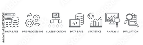 Data engineering banner web icon vector illustration concept