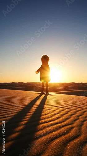 little prince boy in desert - sand