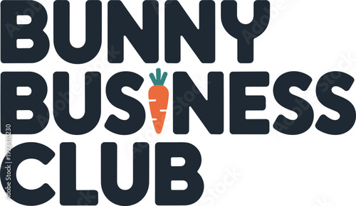 Bunny business company name typography with small carrot icon illustration